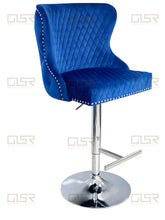 Load image into Gallery viewer, Valentina Navy Velvet Lion Knocker Bar Stool