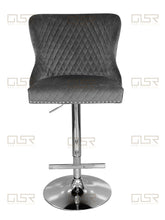 Load image into Gallery viewer, Valentina Grey Velvet Lion Knocker Bar Stool