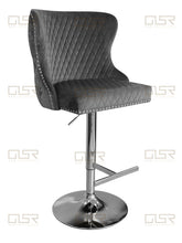 Load image into Gallery viewer, Valentina Grey Velvet Lion Knocker Bar Stool