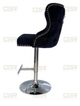 Load image into Gallery viewer, Valentina Black Velvet Lion Knocker Bar Stool