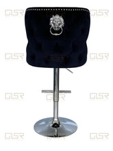 Load image into Gallery viewer, Valentina Black Velvet Lion Knocker Bar Stool