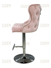 Load image into Gallery viewer, Valentina Pink Velvet Lion Knocker Bar Stool