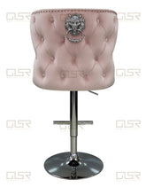 Load image into Gallery viewer, Valentina Pink Velvet Lion Knocker Bar Stool