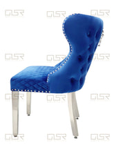 Load image into Gallery viewer, Valentina Navy Velvet Lion Knocker Dining Chair