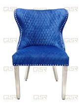 Load image into Gallery viewer, Valentina Navy Velvet Lion Knocker Dining Chair