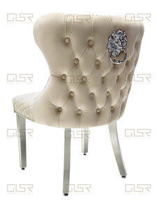 Valentina Cream Velvet Lion Knocker Dining Chair
