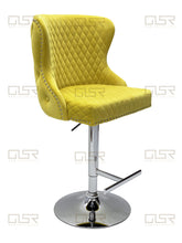 Load image into Gallery viewer, Valentina Mustard Velvet Lion Knocker Bar Stool