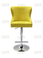 Load image into Gallery viewer, Valentina Mustard Velvet Lion Knocker Bar Stool