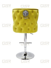 Load image into Gallery viewer, Valentina Mustard Velvet Lion Knocker Bar Stool