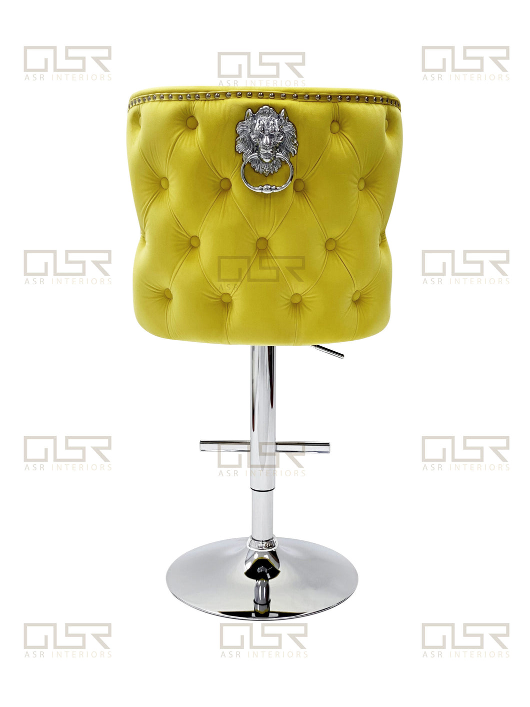 Valentina Mustard Velvet Lion Knocker Bar Stool