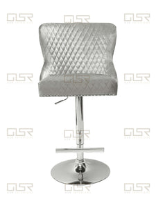 Valentina Silver Velvet Lion Knocker Bar Stool