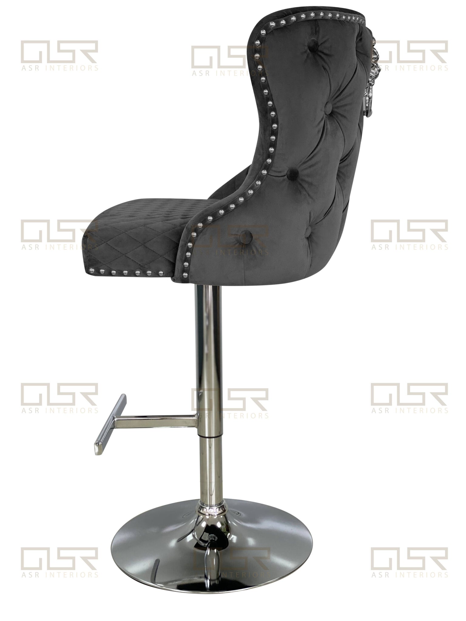 Grey velvet bar stools with new arrivals knocker