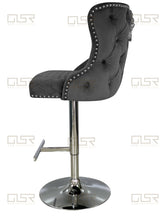 Load image into Gallery viewer, Valentina Grey Velvet Lion Knocker Bar Stool