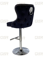 Load image into Gallery viewer, Valentina Black Velvet Lion Knocker Bar Stool