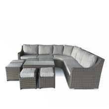 Load image into Gallery viewer, California Large Corner Sofa, Square Coffee Table with 4 Stools in Grey