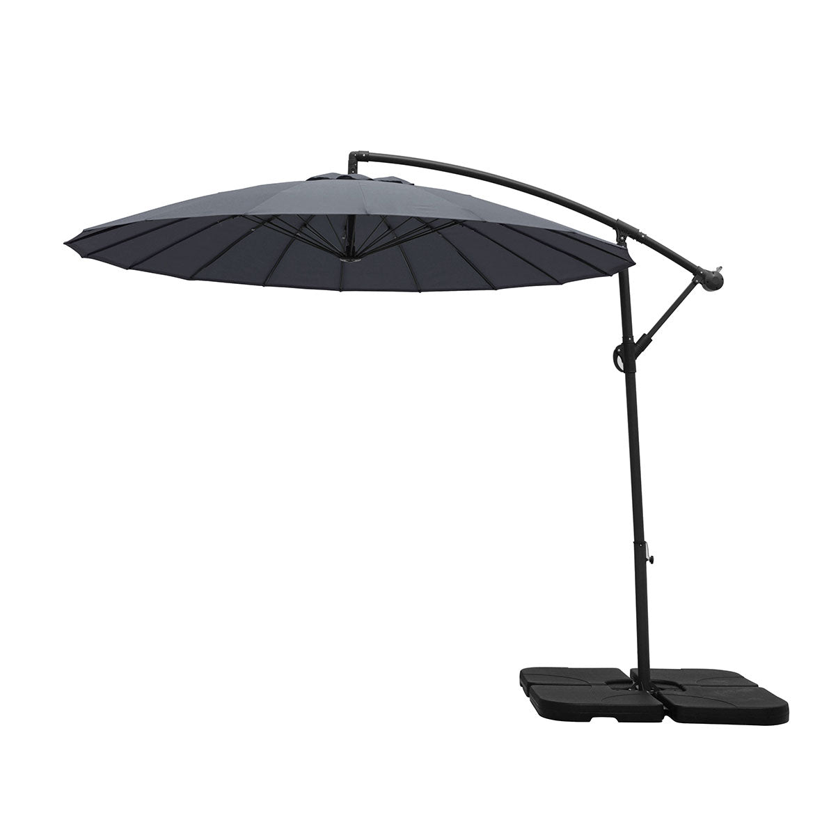 Umbrella Cantilever Parasol with 18 Ribs in Grey