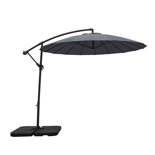 Umbrella Cantilever Parasol with 18 Ribs in Grey