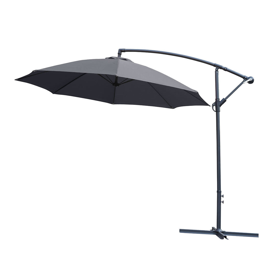 Umbrella Cantilever Parasol with 8 Ribs in Grey