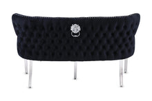 Load image into Gallery viewer, Valentina Black Velvet Lion Knocker Bench