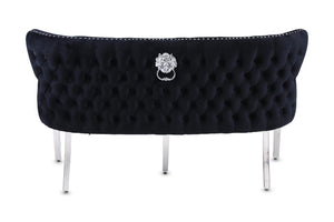 Valentina Black Velvet Lion Knocker Bench