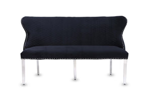 Valentina Black Velvet Lion Knocker Bench