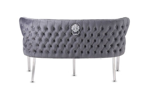 Valentina  Grey Velvet Lion Knocker Bench