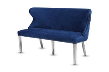 Load image into Gallery viewer, Valentina Navy Velvet Lion Knocker Bench