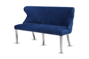 Valentina Navy Velvet Lion Knocker Bench