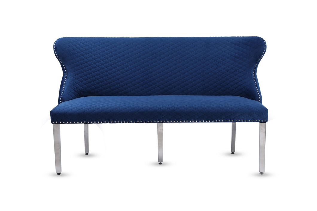 Valentina Navy Velvet Lion Knocker Bench