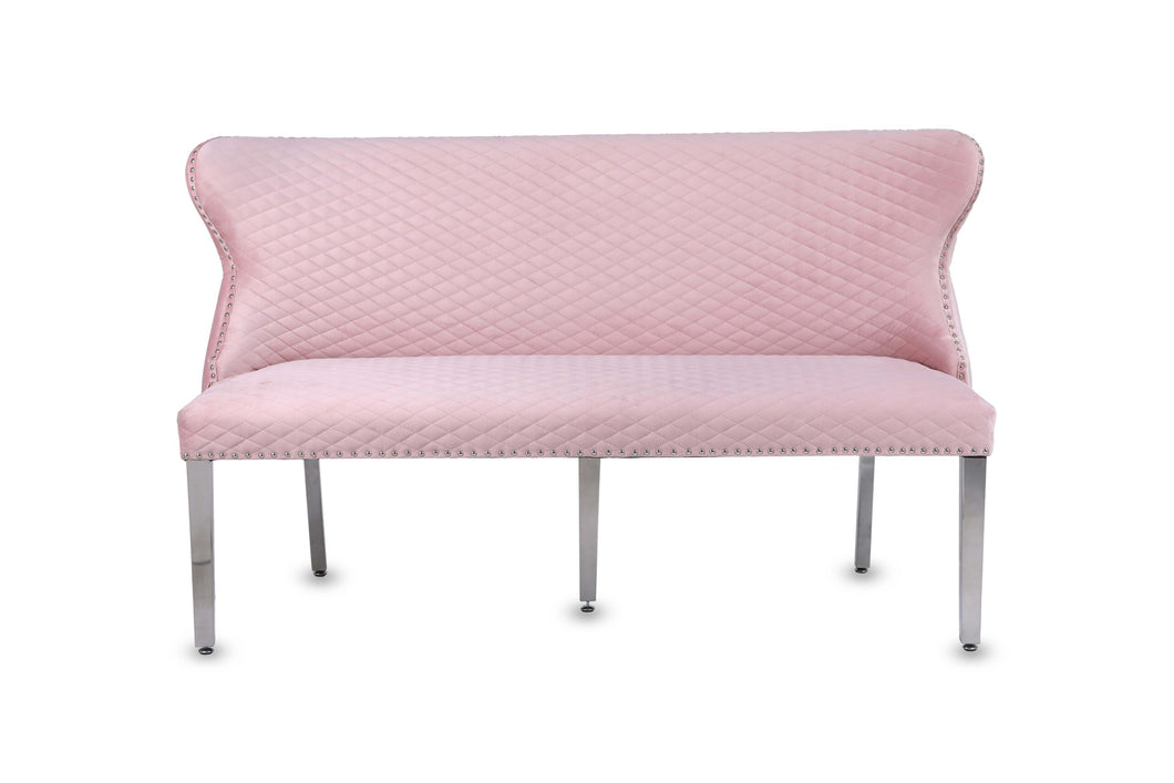 Valentina Pink Velvet Lion Knocker Bench