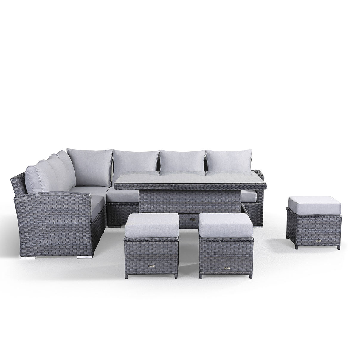Miami Corner Rattan Sofa Dining Set In Grey