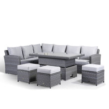 Load image into Gallery viewer, Miami Corner Rattan Sofa Dining Set In Grey