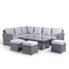 Load image into Gallery viewer, Miami Corner Rattan Sofa Dining Set In Grey