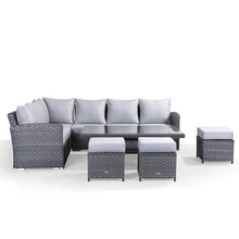 Load image into Gallery viewer, Miami Corner Rattan Sofa Dining Set In Grey