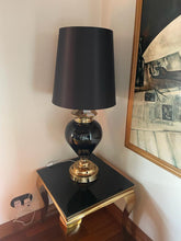 Load image into Gallery viewer, Louis Gold Lamp/Side Table with Black Glass Top (60cm x 60cm)