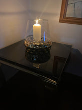 Load image into Gallery viewer, Louis Gold Lamp/Side Table with Black Glass Top (60cm x 60cm)