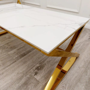 Romano Gold Coffee Table with Polar White Sintered Top