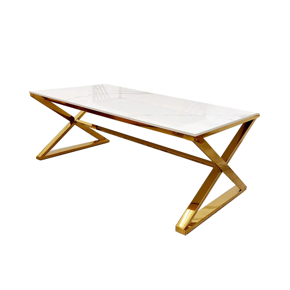 Romano Gold Coffee Table with Polar White Sintered Top