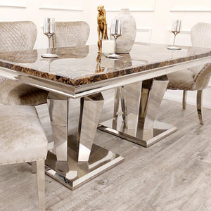 Winsor 1.8 Dining Table with Black/Brown Marble Top