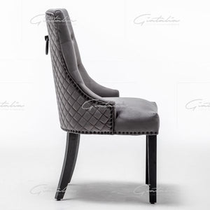 Dark Grey French Velvet Dining Chair