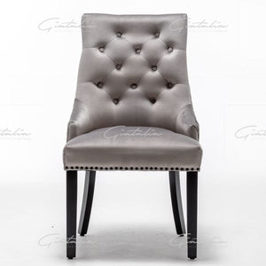 Light Grey French Velvet Dining Chair