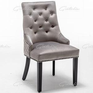 Light Grey French Velvet Dining Chair