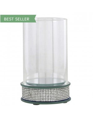 Small Glitter Base Hurricane Pillar Candle Holder