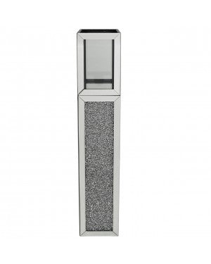 Crushed Diamond Mirror Pillar Floor Candle Holder