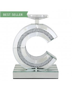Small Crushed Diamond C Right Facing Candle Holder