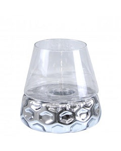 Medium Silver Dimple Candle Holder
