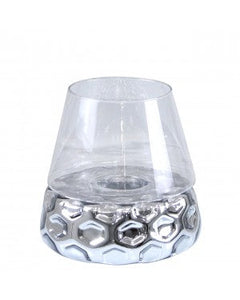 Set Or 3 Silver Dimple Candle Holders (Small, Medium, Large)