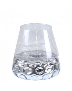 Small Silver Dimple Candle Holder