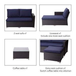 3 Piece Patio Sectional Sofa Set