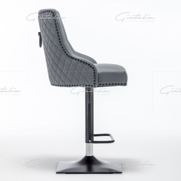 PU Leather Button Back Bar Stool - Grey